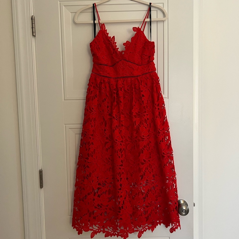 Red Lace MIDI Dress